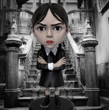 Gothic Schoolgirl Figurine - Spooky Caricature Statue | High-Quality Fan Art (10.5 Mini Edition)
