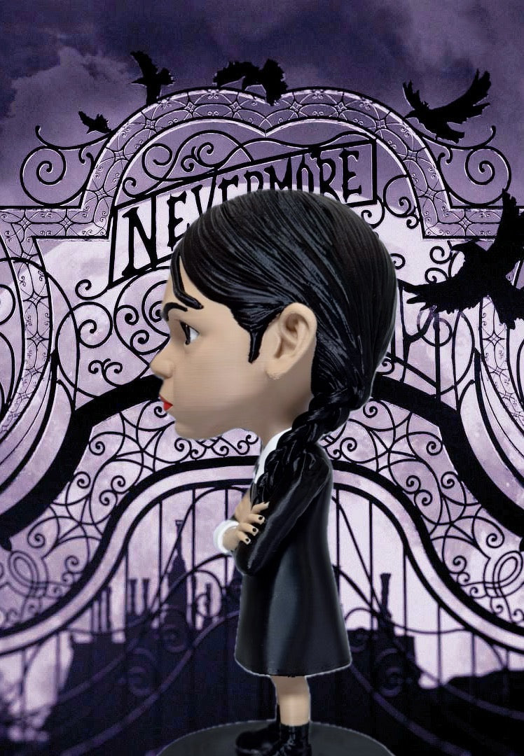 Gothic Schoolgirl Figurine - Spooky Caricature Statue | High-Quality Fan Art (10.5 Mini Edition)