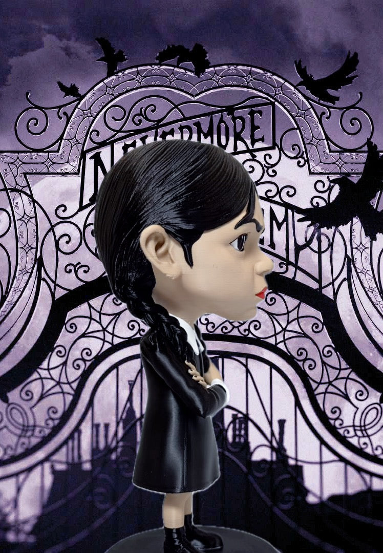 Gothic Schoolgirl Figurine - Spooky Caricature Statue | High-Quality Fan Art (10.5 Mini Edition)