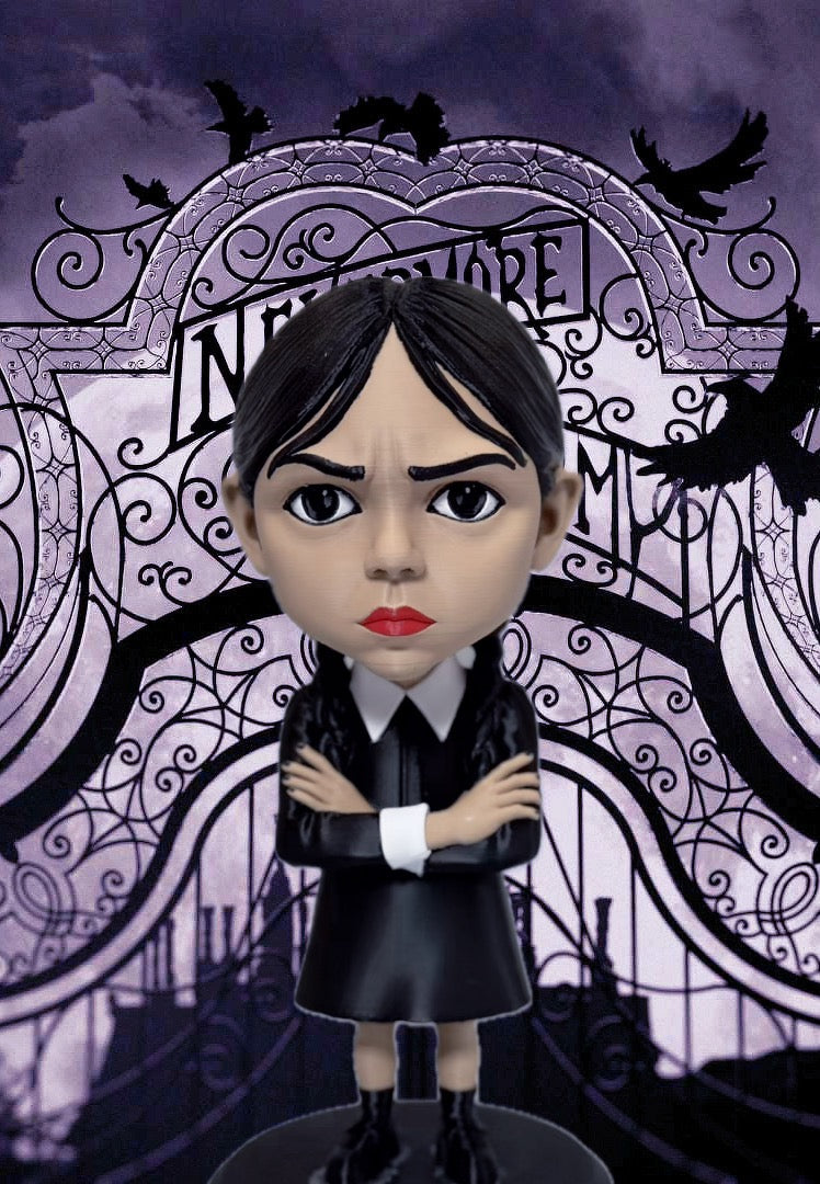 Gothic Schoolgirl Figurine - Spooky Caricature Statue | High-Quality Fan Art (10.5 Mini Edition)