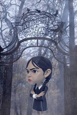 Gothic Schoolgirl Figurine - Spooky Caricature Statue | High-Quality Fan Art (10.5 Mini Edition)